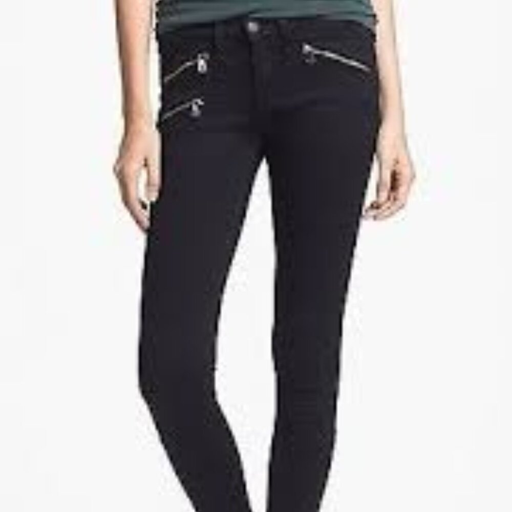 Rag & Bone Women's Black Exposed Zipper Biker Skinny Jeans Size 27